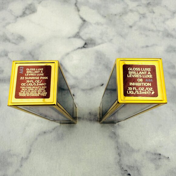 Tom Ford Gloss Luxe Moisturizing Lip Set-Inhibition & Sunrise Pink-2pc-BOXED-NEW - Picture 7 of 16